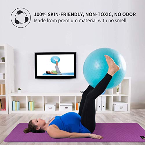 CAMBIVO Esterilla de Yoga Extra Grande, Yoga Mat con Correa de Transporte, Colchoneta Gimnasia Antideslizante para Yoga, Pilates, Gimnasio, Deporte, Ejercicio en Casa (185 x 91 x 0,6cm)