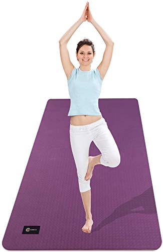 CAMBIVO Esterilla de Yoga Extra Grande, Yoga Mat con Correa de Transporte, Colchoneta Gimnasia Antideslizante para Yoga, Pilates, Gimnasio, Deporte, Ejercicio en Casa (185 x 91 x 0,6cm)