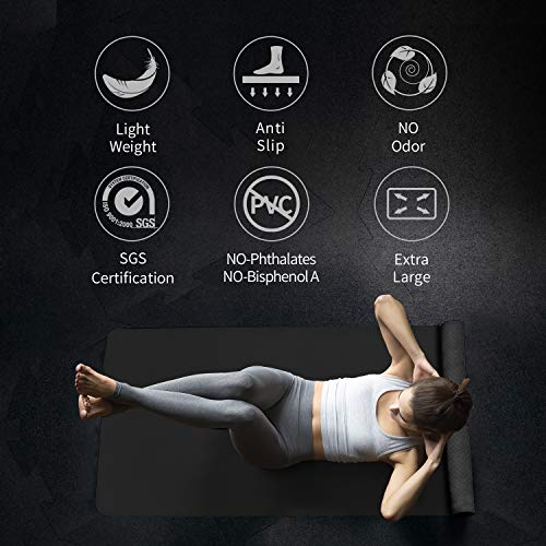 CAMBIVO Esterilla de Yoga Extra Grande, Yoga Mat con Correa de Transporte, Colchoneta Gimnasia Antideslizante para Yoga, Pilates, Gimnasio, Deporte, Ejercicio en Casa (185 x 91 x 0,6cm)