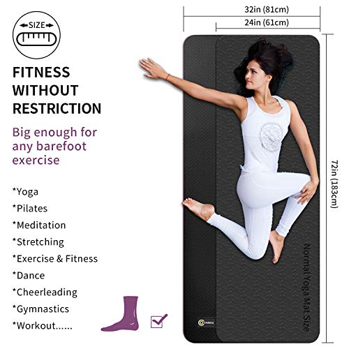 CAMBIVO Esterilla de Yoga Extra Grande, Yoga Mat con Correa de Transporte, Colchoneta Gimnasia Antideslizante para Yoga, Pilates, Gimnasio, Deporte, Ejercicio en Casa (185 x 91 x 0,6cm)