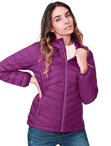 CAMEL CROWN Chaqueta de Plumas para Mujer Ligero con Capucha a Prueba de Viento Chaqueta Abrigo de Invierno con Bolsillos Chaqueta de Entretiempo Portátil Chaqueta Térmica para Ocio Deporte Viajar