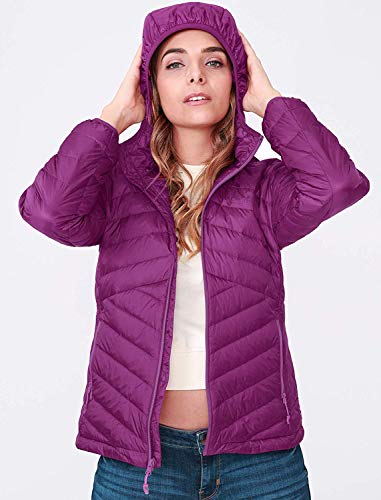 CAMEL CROWN Chaqueta de Plumas para Mujer Ligero con Capucha a Prueba de Viento Chaqueta Abrigo de Invierno con Bolsillos Chaqueta de Entretiempo Portátil Chaqueta Térmica para Ocio Deporte Viajar