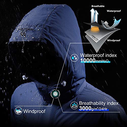 CAMEL CROWN Chaqueta Impermeable con Capucha para Hombre, A Prueba de Viento Chaqueta de Esquí con Forro Polar, Jacket Invierno para Montaña Cámping Viajes Snowboard Deportes Múltiples Bolsillos CAMEL CROWN Chaqueta Impermeable con Capucha para Hombre, A Prueba de Viento Chaqueta de Esquí con Forro Polar, Jacket Invierno para Montaña Cámping Viajes Snowboard Deportes Múltiples Bolsillos
