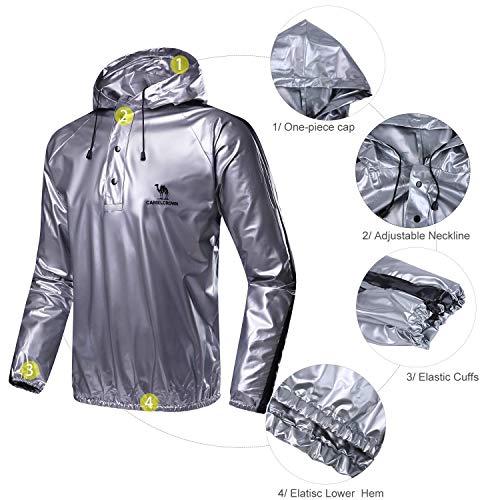 CAMEL CROWN Trajes de Sudoración para Fitness de Hombre Trajes de Sauna Traje de Pérdida de Peso con Capucha para Deportes Correr Yoga Gimnasio CAMEL CROWN Trajes de Sudoración para Fitness de Hombre Trajes de Sauna Traje de Pérdida de Peso con Capucha para Deportes Correr Yoga Gimnasio