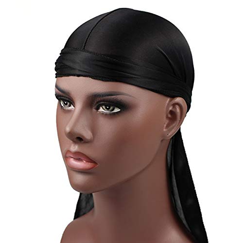 Camidy 3 Piezas de Durag Suave Y Sedoso con Cola Larga para Hombres Mujeres 360 Ondas Headwraps con Tapa de Onda