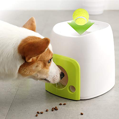 Camidy - Lanzador de pelotas de tenis interactivo para perro, lanzando la máquina de bolas con alimentador automático para mascotas para perros Ball Obtención de entrenamiento de alimentación