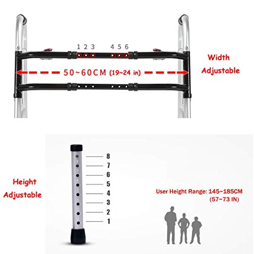 Caminante Asiento portátil Ajustable en Altura para Andador, Andador Pesado para obesidad, Andador Plegable, Andador Ligero para Ancianos: Adecuado Adultos Mayores