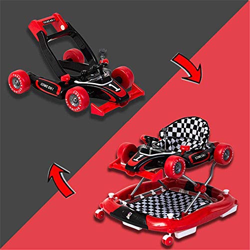 Caminantes para bebés, arnés para caminar para bebés, coche de juguete para niños de 6-18 meses de juego, carro, caballo mecedora, altura ajustable, música, prevención de vuelcos, niña y niño,Rojo