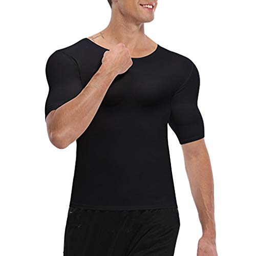 Camisa Moldeadora de Cuerpo para Hombre, Pecho de Culturismo, Músculo Del Hombro, Camiseta Sin Mangas Delgada, Absorbe La Humedad, Cualquier Ropa Se Puede Combinar ( Color : Black , Size : X-Large )