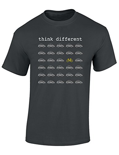 Camiseta Bicileta: Think Different - Regalo Ciclistas - Bici - BTT - MTB - BMX - Mountain-Bike - Downhill - Regalos Deporte - Camisetas Divertida-s - Ciclista - Retro - Fixie Shirt (XL)