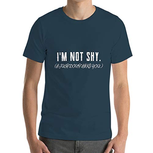Camiseta de algodón para hombre con texto en inglés "I'm Not Shy Just Don't Like You" azul marino M