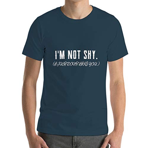 Camiseta de algodón para hombre con texto en inglés "I'm Not Shy Just Don't Like You" azul marino M Camiseta de algodón para hombre con texto en inglés "I'm Not Shy Just Don't Like You" azul marino M