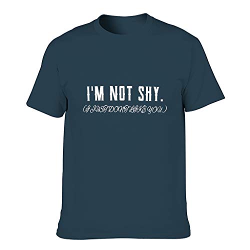 Camiseta de algodón para hombre con texto en inglés "I'm Not Shy Just Don't Like You" azul marino M Camiseta de algodón para hombre con texto en inglés "I'm Not Shy Just Don't Like You" azul marino M