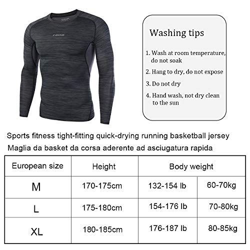 Camiseta de Compresión de Manga Larga Hombre Camiseta Deporte Manga Larga Top Deportiva para Correr Transpirable Secado Rápido para Fitness Running Ciclismo Correr Gym Entrenamiento