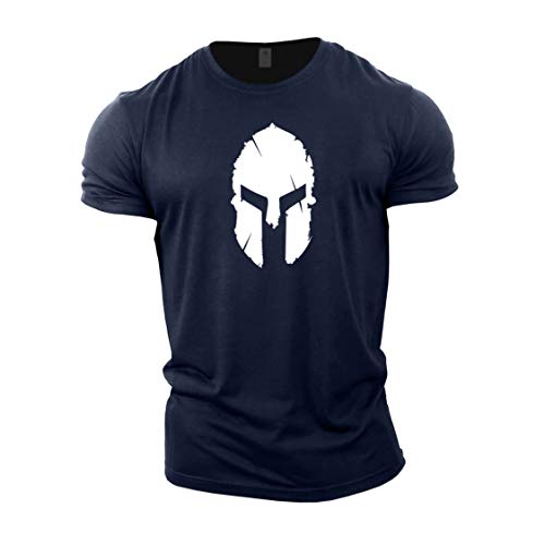 Camiseta de culturismo Gymtier para hombre con dibujo de casco espartano para entrenamiento en gimnasio Azul azul marino M Camiseta de culturismo Gymtier para hombre con dibujo de casco espartano para entrenamiento en gimnasio Azul azul marino M