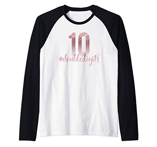 Camiseta de décimo cumpleaños con dos dígitos para niñas Camiseta Manga Raglan