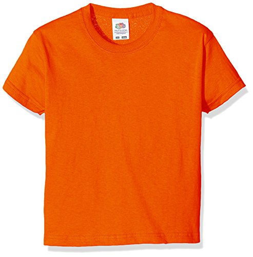 Camiseta de manga corta para niños, de la marca Fruit of the Loom, Unisex naranja 12 años