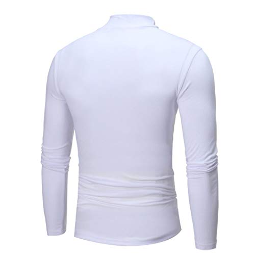 Camiseta de Manga Larga con Cuello Alto y Cuello Alto de Color Puro de otoño Invierno para Hombre BaZhaHei Tops de Cuello Alto elástico de Color sólido en otoño e Invierno para Hombre