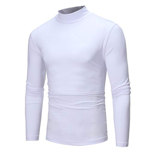 Camiseta de Manga Larga con Cuello Alto y Cuello Alto de Color Puro de otoño Invierno para Hombre BaZhaHei Tops de Cuello Alto elástico de Color sólido en otoño e Invierno para Hombre