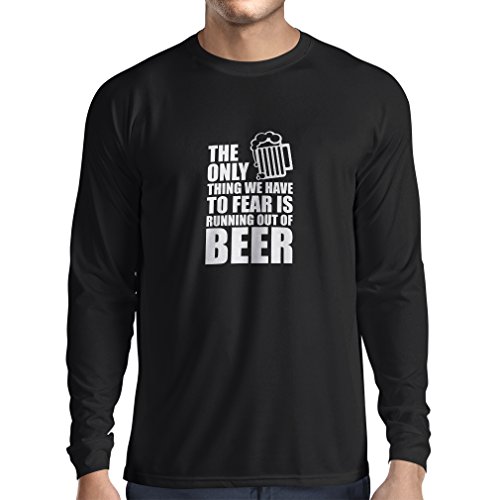 Camiseta de Manga Larga para Hombre Tener Miedo de no Tener una Cerveza - para la Fiesta, Bebiendo Camisetas (Small Negro Blanco) Camiseta de Manga Larga para Hombre Tener Miedo de no Tener una Cerveza - para la Fiesta, Bebiendo Camisetas (Small Negro Blanco)