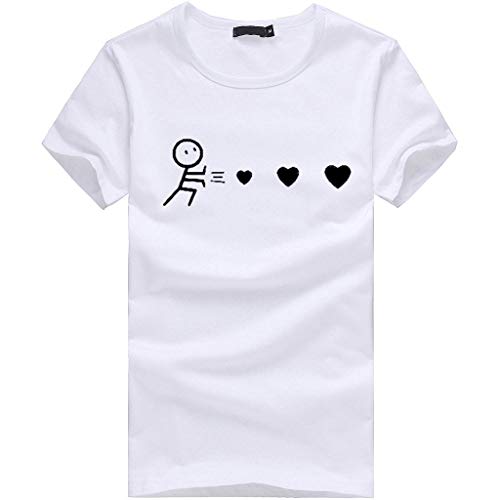 Camiseta de Mujer Manga Corta riou Mujeres Elegantes Blusas Verano con Estampado De Corazones Tops Casuales Original Fiesta T-Shirt Cuello Redondo Basica Camisa