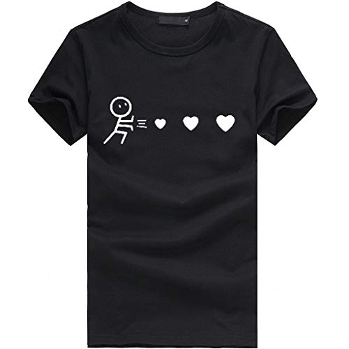 Camiseta de Mujer Manga Corta riou Mujeres Elegantes Blusas Verano con Estampado De Corazones Tops Casuales Original Fiesta T-Shirt Cuello Redondo Basica Camisa