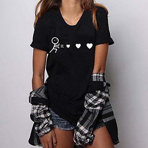 Camiseta de Mujer Manga Corta riou Mujeres Elegantes Blusas Verano con Estampado De Corazones Tops Casuales Original Fiesta T-Shirt Cuello Redondo Basica Camisa Camiseta de Mujer Manga Corta riou Mujeres Elegantes Blusas Verano con Estampado De Corazones Tops Casuales Original Fiesta T-Shirt Cuello Redondo Basica Camisa