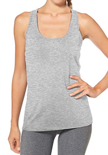 Camiseta de Tirantes de Algodón para Mujer, Pack de 3 Camiseta sin Mangas Camiseta de Fitness Deportiva de Tirantes para Mujer (Negro+Blanco+Gris, XXL)