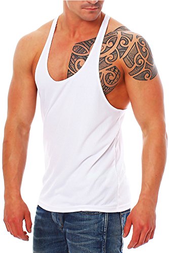 Camiseta de tirantes estilo playera para hombre Bodybuilding, Todo el año, Hombre, color Weiß, tamaño XX-Large