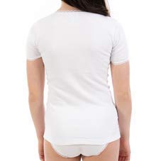 Camiseta Interior Termal de niña L145, de Manga Corta y Cuello Pico con puntilla. Pack Ahorro de 6 Unidades de la Misma Talla y Color. (4)