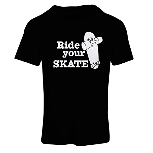 Camiseta Mujer Ride Your Skate! Streetwear, Urban Clothing, Skateboarding Clothes, Skating Gear (Large Negro Fluorescente)