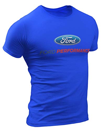 Camiseta para hombre con diseño del equipo de carreras oficial de Ford Performance. azul cobalto L Camiseta para hombre con diseño del equipo de carreras oficial de Ford Performance. azul cobalto L