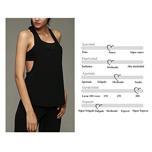 Camiseta Tirantes sin Mangas de Deporte para Mujer Verano, Tank Top Clásico Chaleco para Fitness Gimnasio Yoga Colores Opcionales Camiseta de Pijama Dormir (M, Negro)