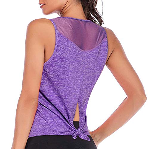 Camisetas de entrenamiento para mujer, espalda abierta, de malla, espalda cruzada, deportes, correr, sin mangas, gimnasio, ejercicio, atlético, yoga, tops