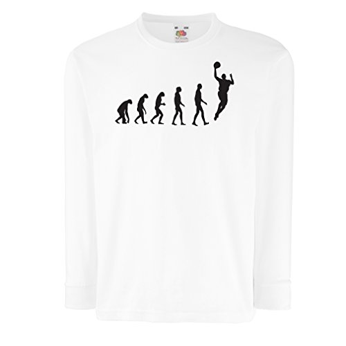 Camisetas de Manga Larga para Niño evolución de Baloncesto - Canasta de la Calle, me Encanta Este Juego, Gran Fan de Regalo (12-13 Years Blanco Negro)