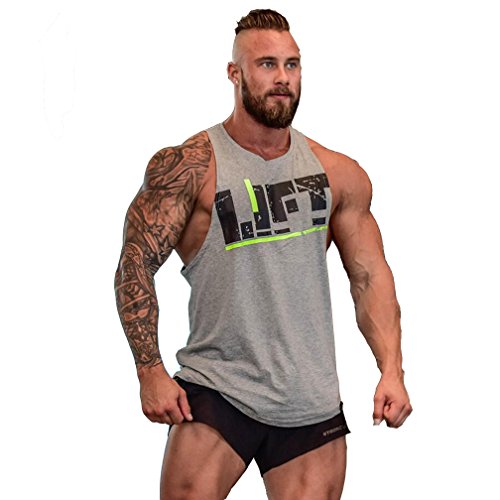 Camisetas Elástica de Fitness sin Mangas Tank Top Gym para Hombre (Gris, Medium)