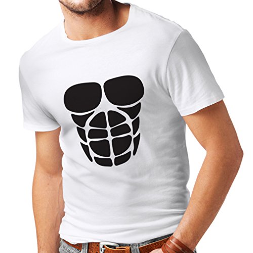 Camisetas Hombre para su Crecimiento del músculo - Camisetas Divertidas del Entrenamiento (Small Blanco Negro)