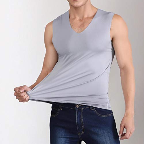 Camisetas Hombre Tirantes Gym Verano 2019 Nuevo SHOBDW Baratas Blusa Hombre Tops Sin Mangas Camisetas Hombre Deporte Fitness Camisetas Camuflaje Hombre Tallas Grandes M-3XL(Gris,XL)