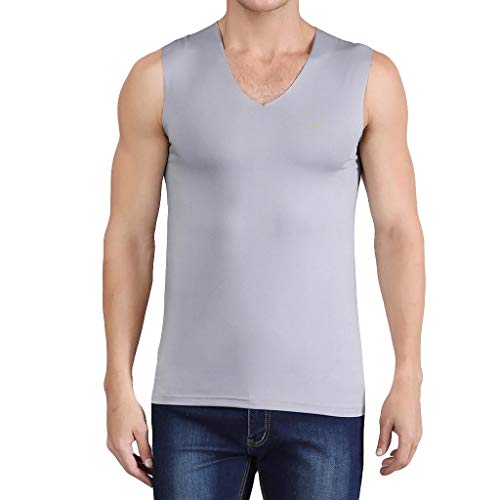 Camisetas Hombre Tirantes Gym Verano 2019 Nuevo SHOBDW Baratas Blusa Hombre Tops Sin Mangas Camisetas Hombre Deporte Fitness Camisetas Camuflaje Hombre Tallas Grandes M-3XL(Gris,XL)