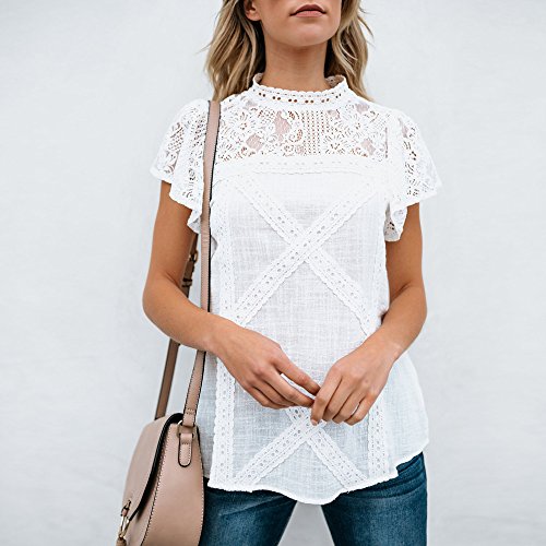Camisetas Mujer SHOBDW Dia de la Mujer Verano Patchwork De Encaje Casual Ahuecar Volantes Manga Corta Suéter De Cuello De Tortuga Linda Blusa Floral Camiseta Blanca para Mujer(Blanco,S) Camisetas Mujer SHOBDW Dia de la Mujer Verano Patchwork De Encaje Casual Ahuecar Volantes Manga Corta Suéter De Cuello De Tortuga Linda Blusa Floral Camiseta Blanca para Mujer(Blanco,S)