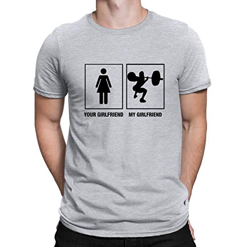 Camisetas unisex para tu novia VS mi novia levantamiento de pesas culturista divertido para hombres camisetas regalos mujeres camiseta de algodón camiseta XS-3XL
