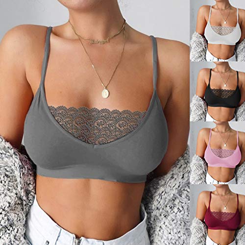 Camisola de Encaje para Mujer Sujetador Deportivo Encaje para Mujer,Ropa Interior Yoga Sexy Sujetadores Ajustable Bra Deporte Sin Costuras para Gimnasio Bailar Corriendo Fitness Pijama