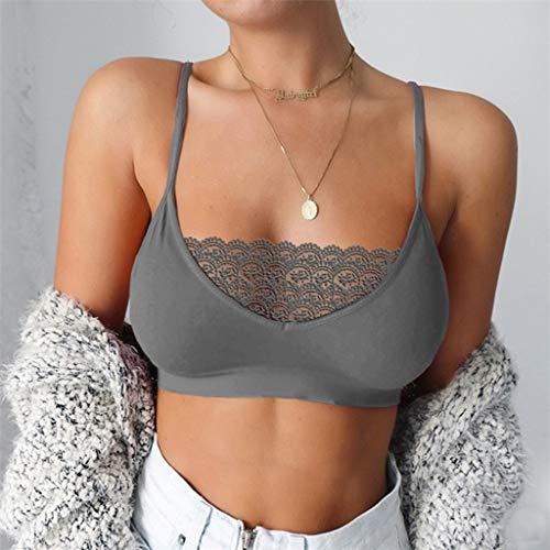 Camisola de Encaje para Mujer Sujetador Deportivo Encaje para Mujer,Ropa Interior Yoga Sexy Sujetadores Ajustable Bra Deporte Sin Costuras para Gimnasio Bailar Corriendo Fitness Pijama