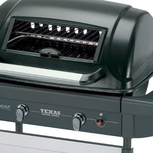 Campingaz Texas Re.volution S - Barbacoa a Gas para Piedra Lava , con 2 Quemadores de Gas Compactos, Quemador lateral, 8,2 kW de Potencia, Parrillas de Hierro Fundido, Mesas Laterales y Carro de Acero Campingaz Texas Re.volution S - Barbacoa a Gas para Piedra Lava , con 2 Quemadores de Gas Compactos, Quemador lateral, 8,2 kW de Potencia, Parrillas de Hierro Fundido, Mesas Laterales y Carro de Acero