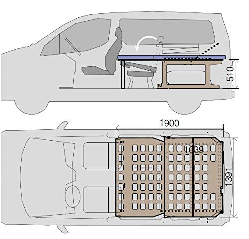 Camporan - Kit camper con colchón plegable para NV200 y Evalia