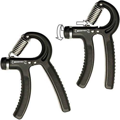 CampTeck U6747 10-40 KG Empuñadura Fortalecedor de Mano Agarre Pinza de Mano Resistencia Ajustable Entrenamiento de Fuerza para Antebrazo, Muñeca, Apretón de Manos, Ejercitador - Negro, 1 Pieza