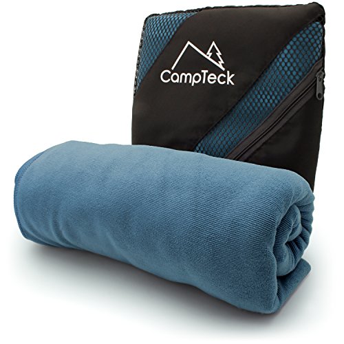 CampTeck U6829 Microfibra Toalla Yoga para Tapete de Yoga (184x62cm) Toalla de Yoga Antideslizante para Hot Yoga, Bikram Yoga y Power Yoga con Bolsa de Transporte – Azul