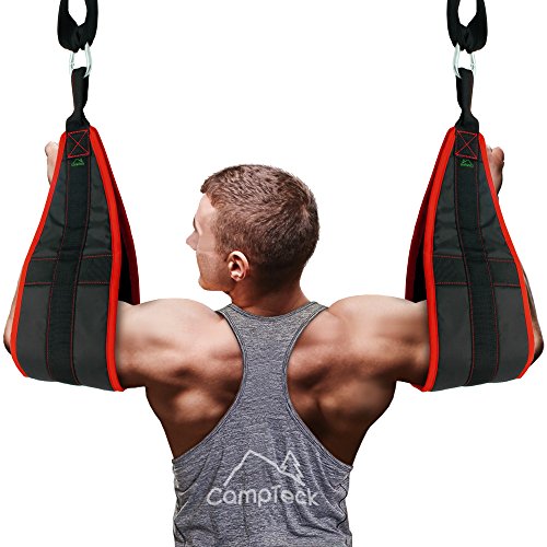 CampTeck U6833 AB Straps Slings para Abdominales Acolchado para Colgar con Mosquetón para Entrenamiento, Crunch, Gimnasio, Fitness, Levantamiento de Pesas - Negro, 1 par