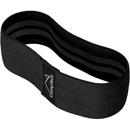 CampTeck U6915 - Bandas Elasticas Fitness Hip de Poliéster y Látex Cadera Banda Elastica para Ejercicio Glúteos y Piernas Antideslizante - Squat Banda - Negro - M (76cm x 8cm)