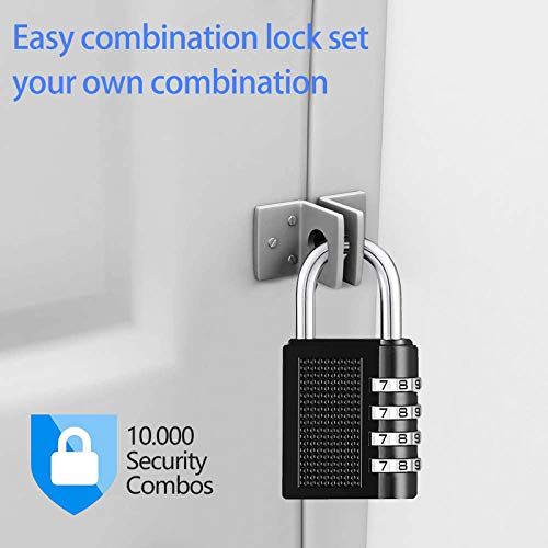 Candado combinación,candados de Seguridad por combinación, [4 Piezas] con Apertura mecánica por combinación numérica Triple o cuádruple (3 o 4 digitos), Ideal para Puertas, cercas, etc.